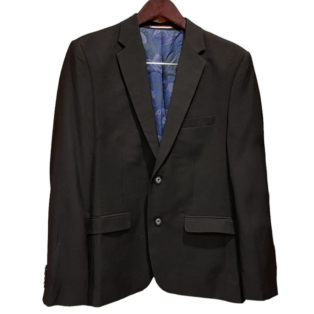 Soul of London 44R Men's Suit Jacket Sport Coat Black Slim Fit 7" Drop NEW
